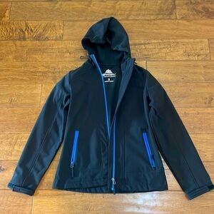 Snozu Black with Blue Accents Softshell Jacket with Hood women’s small